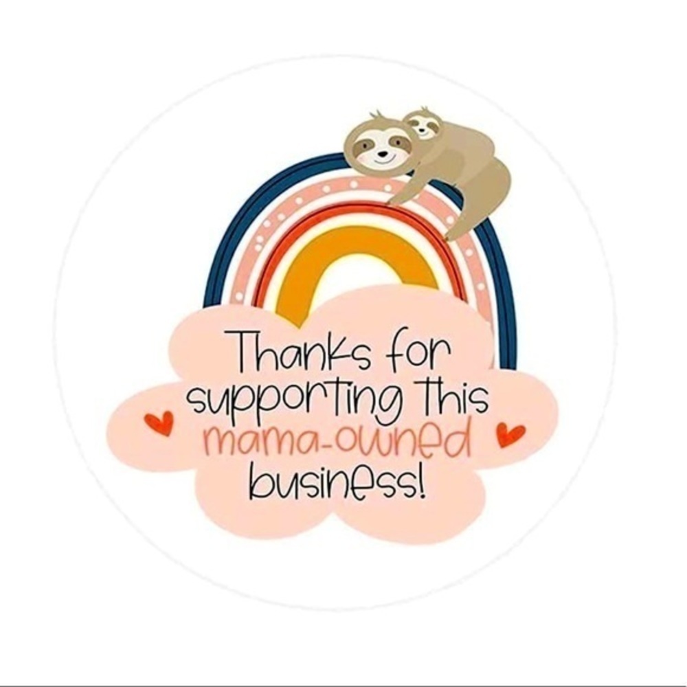 40 Sloth Thank You Mama Owned Business Stickers!